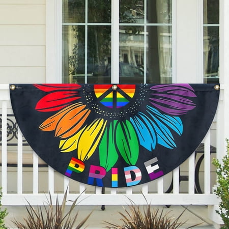Pride Month Sunflower Peace Sign LGBT Support Fan Flag 18x36in