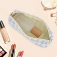 thumbnail image 5 of Unique Bargains 1 Pc Plaid Retro Style Drawstring Makeup Bag for Vacation White Blue Cotton, 5 of 6