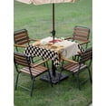 thumbnail image 4 of Outdoor Tablecloth with Umbrella Hole for Patio/Picnic/Party/Camping, Sunflowers Rooster Waterproof Table Cloth Square Cover Washable, Farmhouse Vintage Beige Burlap Plaid (60"x 60"), 4 of 8