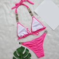 thumbnail image 5 of Gibobby Trajes de Baño para Mujer Natación playa traje de baño Bikini conjunto Bandeau vendaje mujeres Sexy diamante trajes de baño traje de baño Tankini(Rosa caliente,CH), 5 of 5
