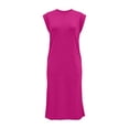 thumbnail image 7 of Dresses for Women Solid Color Round Neck Sleeveless Maxi Dress with Pockets and Side Slits Fashion Outfit L, 7 of 7