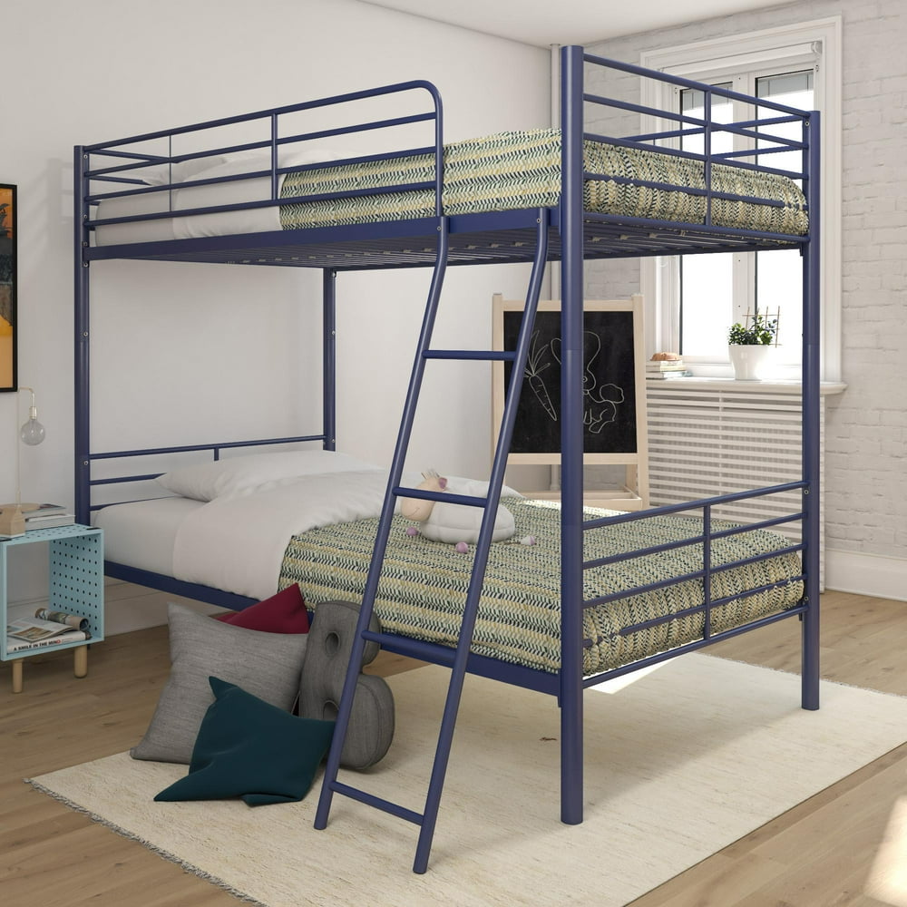 Mainstays twin over twin convertible bunk bed, blue metal