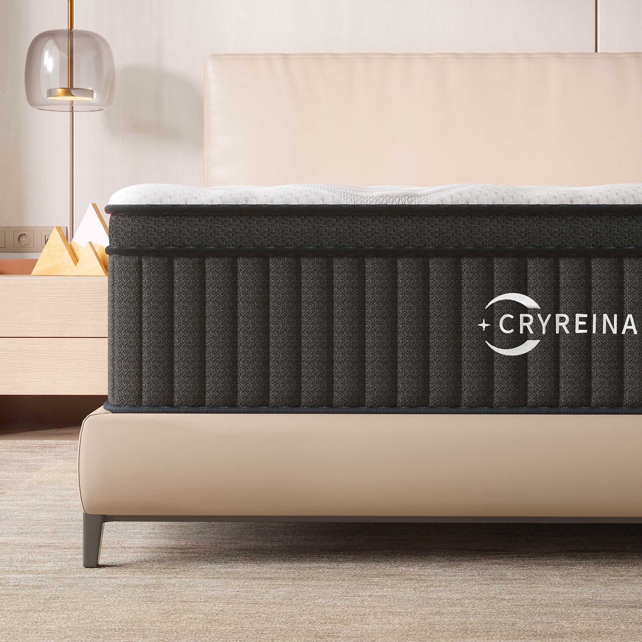CRYREINA King Size Mattress 14 inch, Adult Hybrid King Mattress in a Box Pocket Springs, Medium Firm Feel for Pressure Relief, Breathable Comfort CertiPUR-US