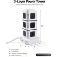 thumbnail image 7 of Power Strip Tower Surge Protector, 18-in-1 3-Tier Charging Station with 16 AC Outlets, 2 USB Ports, 9FT Heavy Duty Extension Cord, Independent Switches, 7 of 7