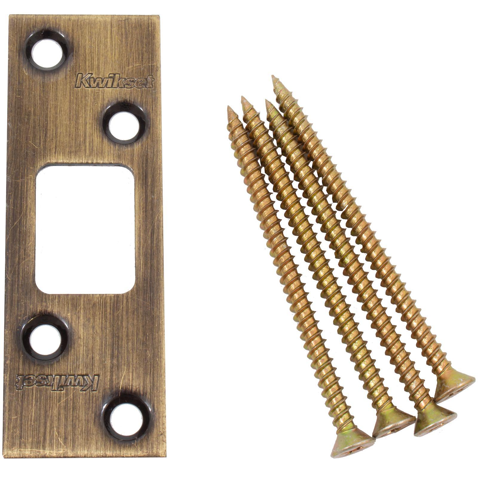 Kwikset 832225 35/8" Square Deadbolt Strike Antique Brass Finish