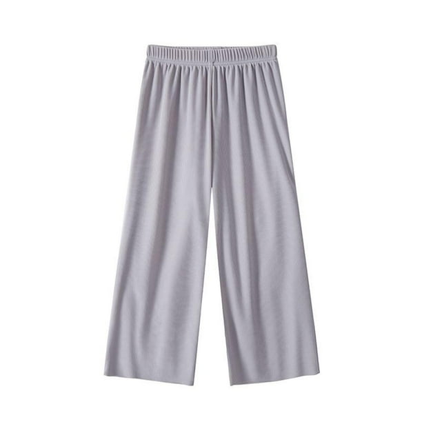 Odeerbi 2-11 Años Niñas Pantalón Largo de Seda de Verano Color Sólido Con Cintura Elástica