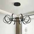 thumbnail image 2 of Deyidn Modern LED Chandelier Dimmable Round Pendant Light Fixtures 10 Ring Black Chandeliers Adjustable Hanging Pendant Lighting for Kitchen Island Living Room Dining Room Bedroom, 2 of 12
