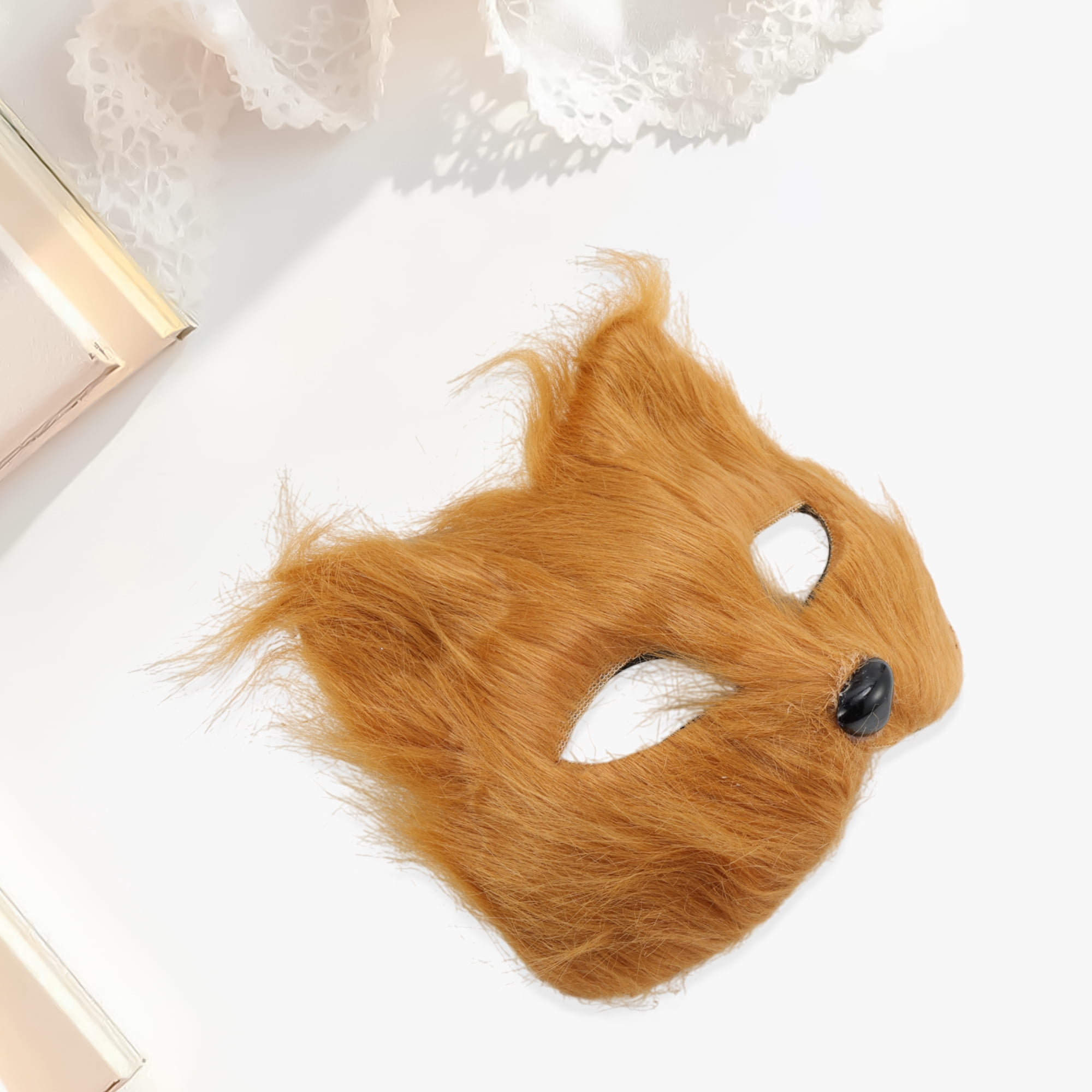 Unique Bargains 1 Pack Long-haired Foxes Party Mask Costume Events Yellow