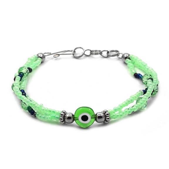 Evil Eye Nazar Crystal Seed Beaded Multi Strand Bracelet - Womens Fashion Handmade Jewelry Boho Accessories