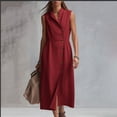 thumbnail image 3 of LNWUY Linen Dresses for Women Fashion Summer Sleeveless Button Down Maxi Sundresses Casual V Neck Pocket Dress Red XL, 3 of 6