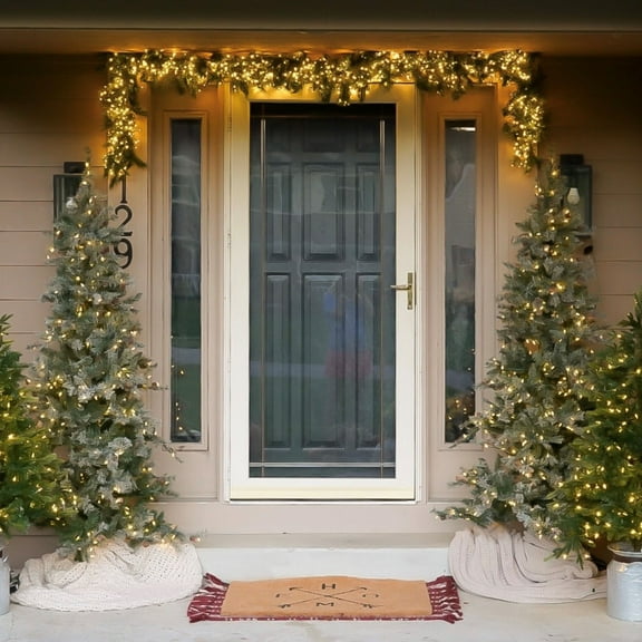 Fraser Hill Farm 6.5 Ft. Buffalo Fir Slim Artificial Christmas Tree with White Incandescent Smart Lights, FFBF065-3SN