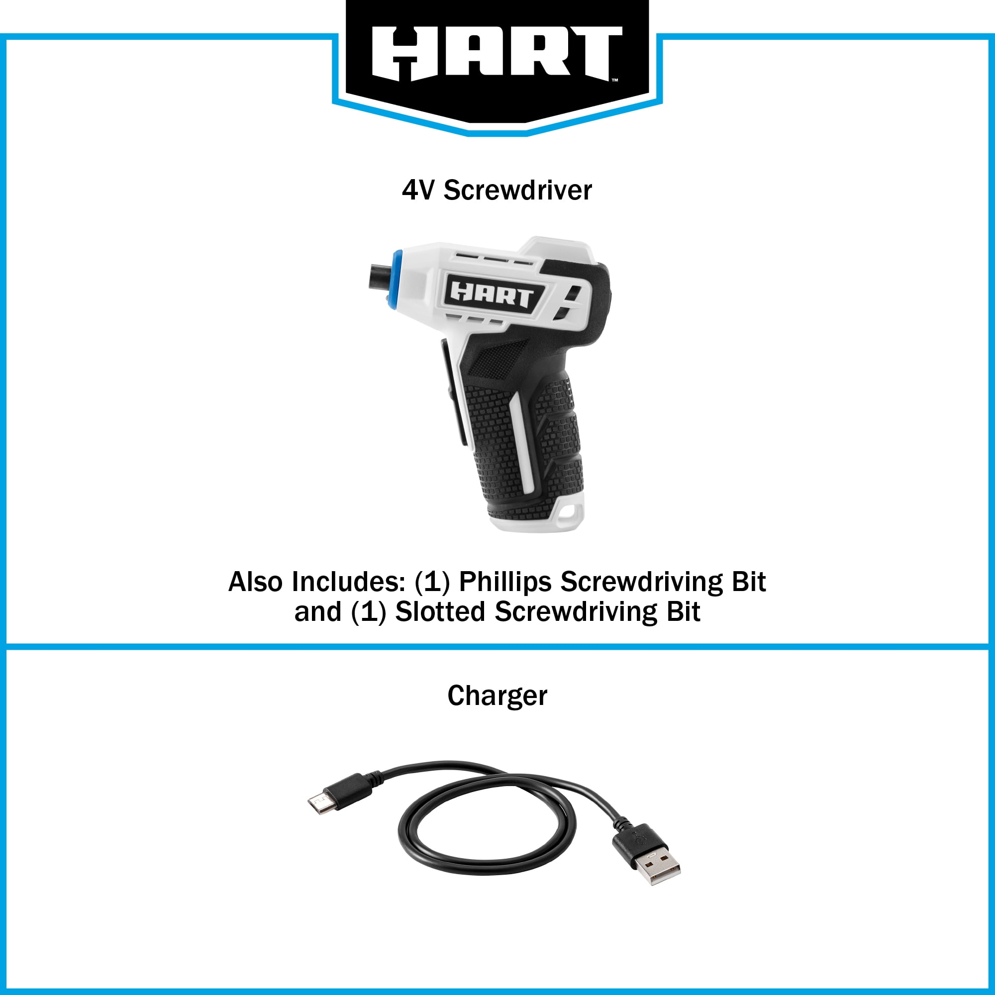 HART 4 Volt Rechargeable Cordless Screwdriver Walmart