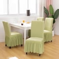 thumbnail image 2 of Chair Cover for Dining Room,Stretch Chair Slipcover with Skirt Furniture Protector Washable Non-slip Jacquard Parsons Chair Protector for Wedding Restaurant Banquet Decor-2 Pcs-light green, 2 of 9