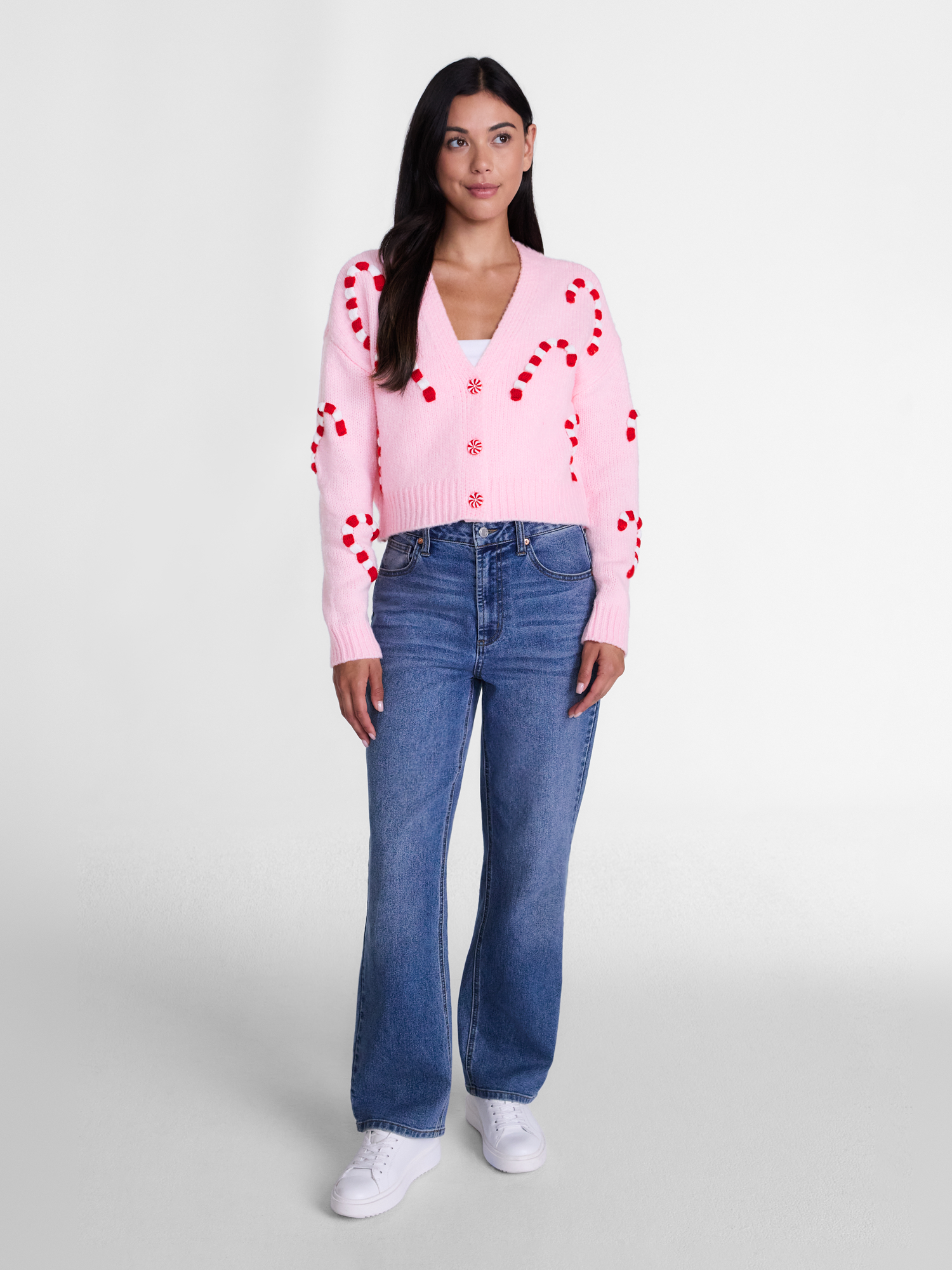 Holiday Time Women's Christmas Candy Cane Cardigan photo 2