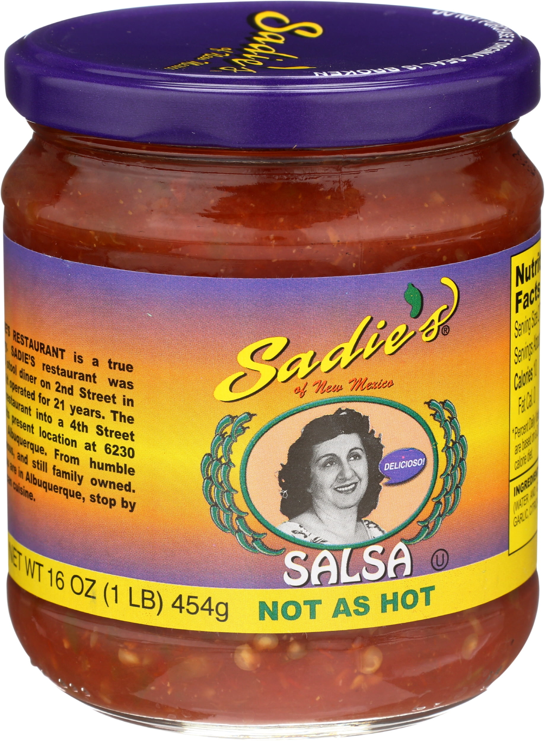 (3 pack) Sadie's Salsa Not-as-Hot, 16oz, 1 Count, Kosher, Non-GMO, Gluten-Free, Chunky Salsa