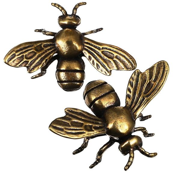 DECORNIJIA Handmade Bee Tabletop Figures Golden 2Pcs 1.8In 1.5In 1.2In