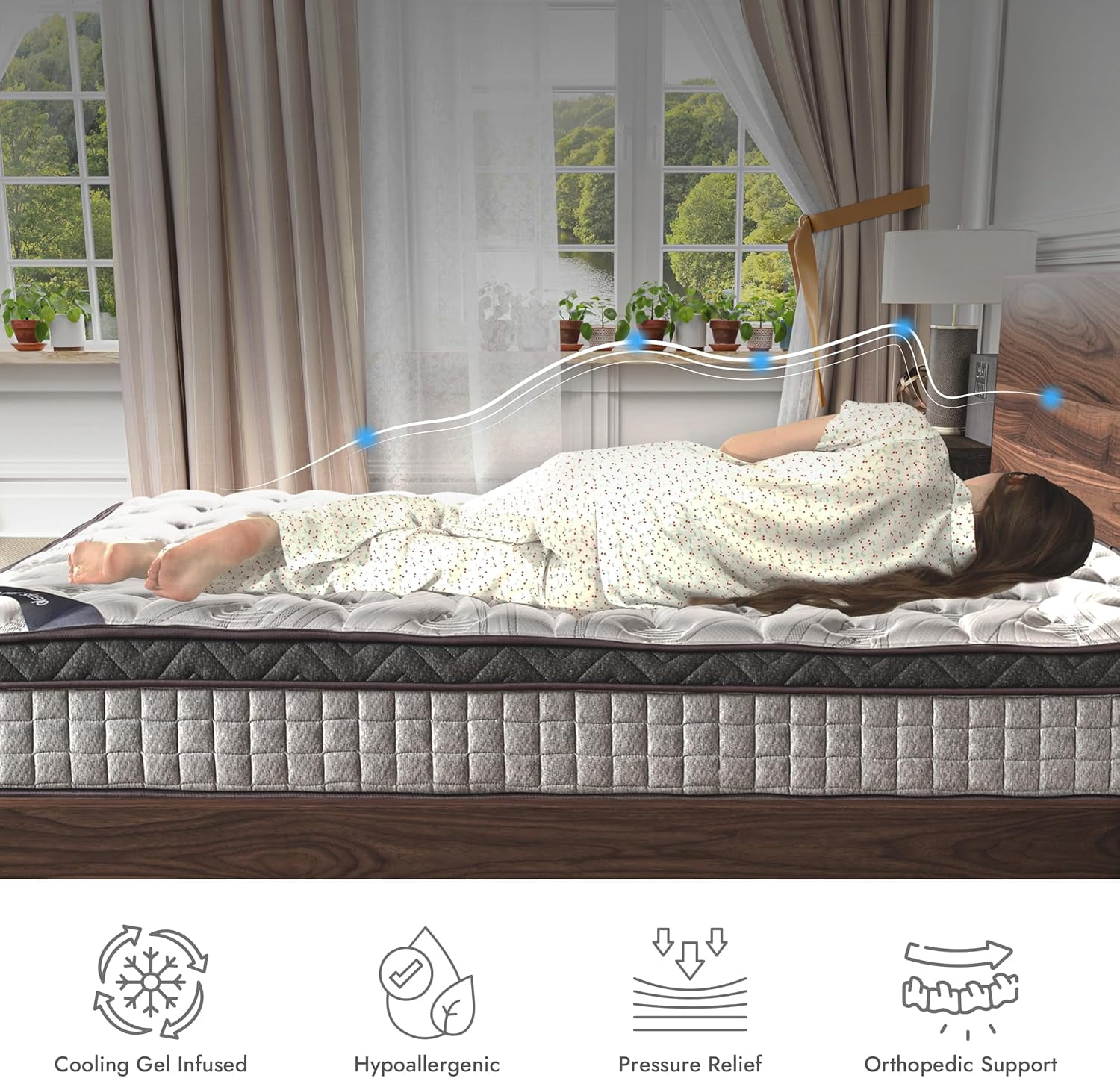 12'' Full Mattress, Full Size Mattress in a Box, Modern New Diamond Innerspring Hybrid and Cooling Gel Memory Foam Mattresses, Pressure Relief & Motion Isolation, RV Medium Firm Mattress