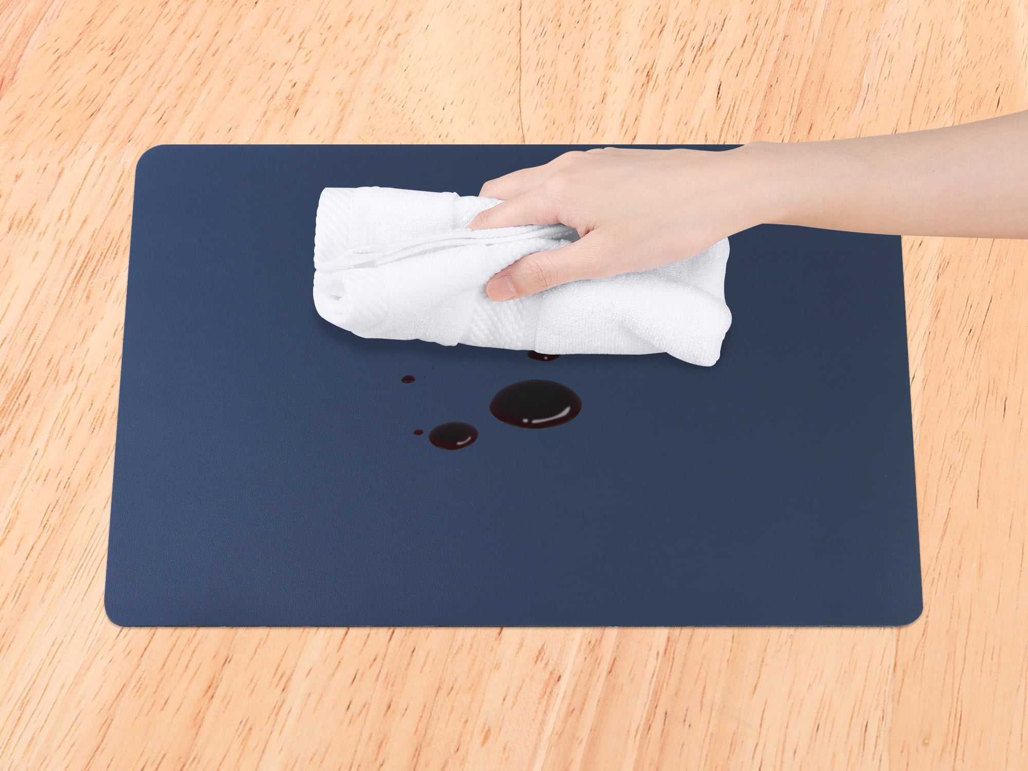 Unique Bargains 6 Pack Faux Leather Placemats for Kitchen Dining Table Decor Dark Blue
