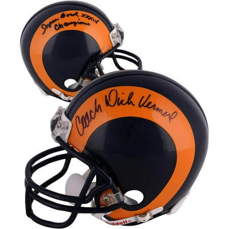Autographed Official Throwback Helmet - Dick Vermeil St. Louis Rams Autographed Riddell Throwback Mini Helmet with