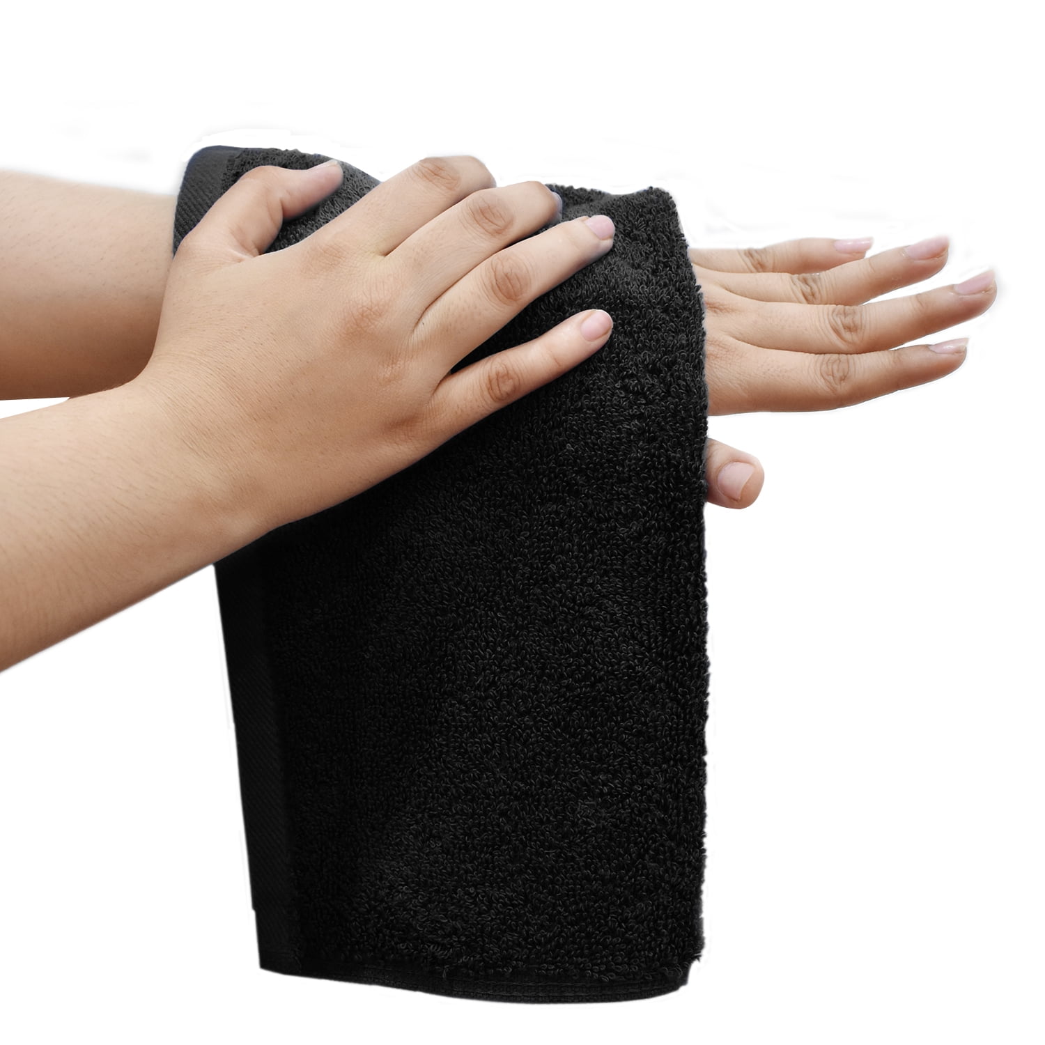 Dan River Washcloth for Face 12 pack Soft Absorbent and Quick Drying Durable Cotton Face Towel - Black
