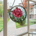 thumbnail image 5 of Stained Glass Window Hanging - Red Rose Flower Suncatcher for Door Garden Home Retro Sun Catchers Decoration Christmas Mother's Day Birthday Gifts for Women Men Mom Nana Friend, 5 of 6