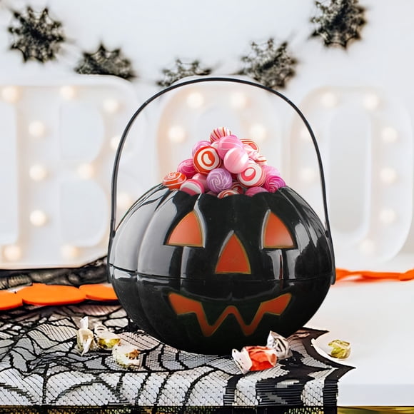 Xihbxyly Cubo de Calabaza de Halloween, Material de Pvc, Diseño Práctico de Asa, Decoración Festiva, Accesorio para Fiestas, Espectáculos, Tamaño 20 X 12 X 17,5 Cm, Juego de 1 Pieza