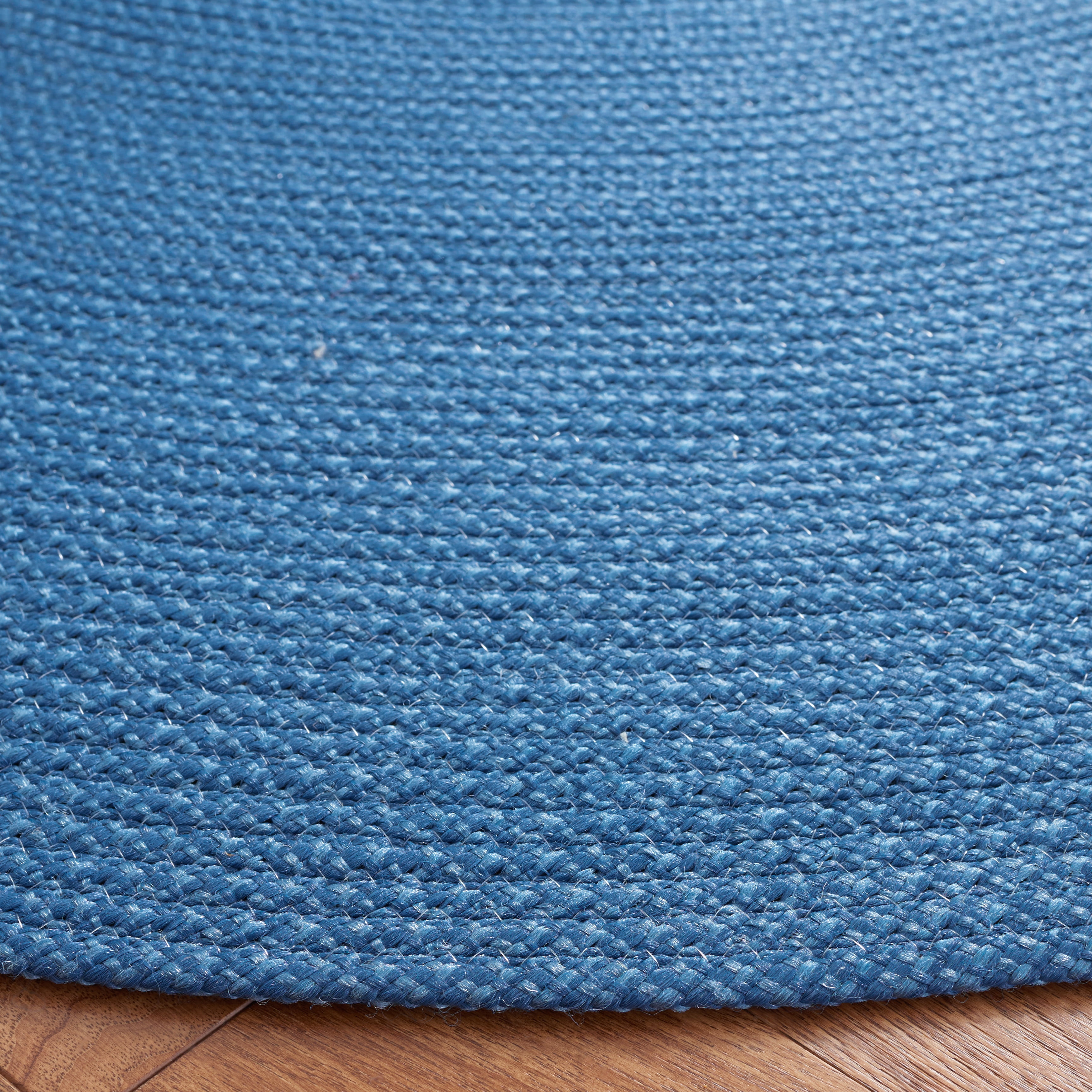 SAFAVIEH Braided Braylon Solid Reversible Area Rug, Blue, 4' x 4' Round