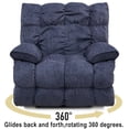 thumbnail image 6 of Oversized Rocker Recliner Chair, Manual Swivel Rocker Recliner for Living Room, Overstuffed Rocking Chair with Breathable Velvety Fabric, Soft Padded Headrest and Armrest, Darkblue, 6 of 7