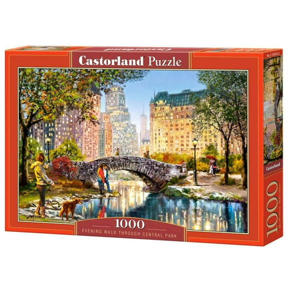 1000 Piece Jigsaw Puzzle, Evening Walk Through Central Park, Manhattan Puzzle, New York, USA, Puzzle of New York, Adult Puzzle, Castorland C-104376-2