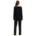 thumbnail image 5 of Xmarks Women Cozy Comfy Pajama Sets Soft Loungewear Leisure Outfits Matching Set Long Sleeve Sleepwear Top and Pants Black US 14, 5 of 6