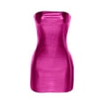 thumbnail image 3 of Mardi Gras Outfit Women'S Fashion Strapless Backless Metallic Slim Fit Dress With Wrap Casual Vacation Clothes For Holiday Mardi Gras Festival Outfit Hot Pink S, 3 of 6