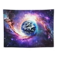 thumbnail image 5 of Shiartex  Earth Galaxy Tapestry Planet Universe Starry Sky Tapestry Wall Hanging Cosmic Outer Space Tapestry Psychedelic Nebula Headboard Bedspread for Bedroom Living Room Decor  50x40inch, 5 of 6