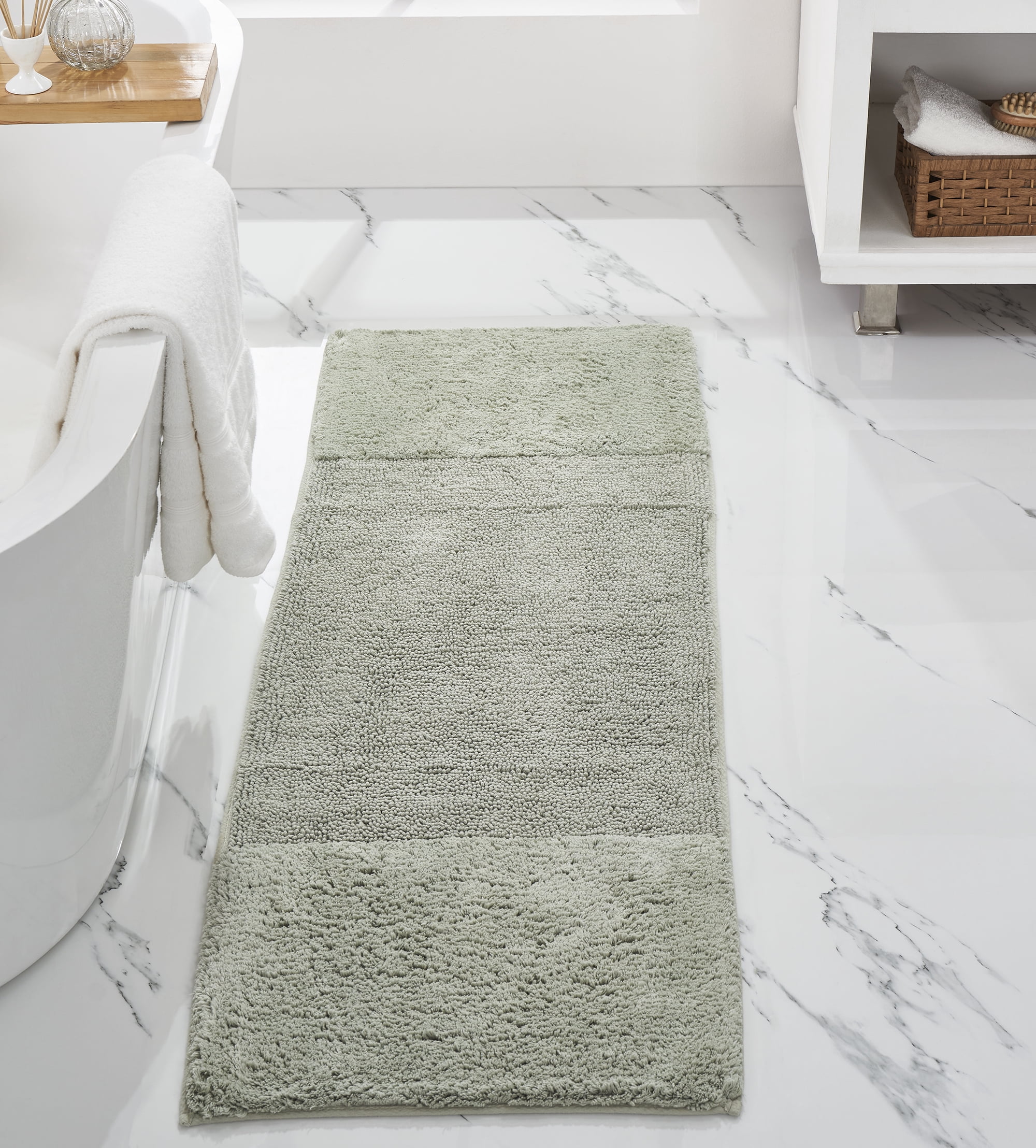 Better Trends 5 Piece Bathroom Rug Set, 100% Cotton, Extra Soft Tufted Bath Mat, Water Absorbent & Non Slip Bath Rug, (Dark Sage) Granada Collection