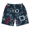 thumbnail image 3 of Uemuo Navy Blue Geometric Pattern Men's Swim Trunks Hawaiian Beach Bathing Suit Swimsuits Beach Quick-Dry Shorts with Pockets-Small, 3 of 9