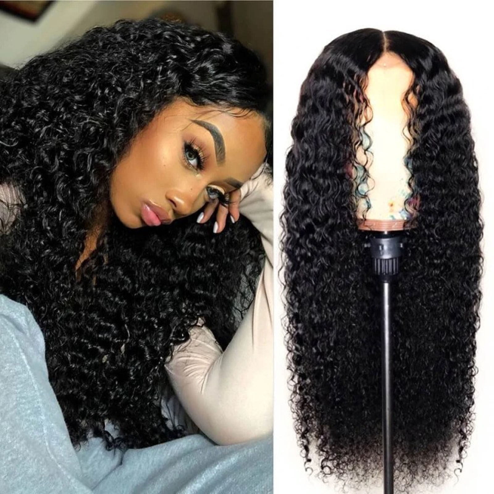 Taylonsss Front Lace Wigs Hair Pre Plucked Wigs Hair Glueless Wigs Human Hair For Black Women Brazilian Wig Water Ripple Corn Perm 65cm