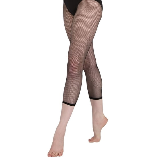 Capezio Women's Studio Basic Fishnet Capri, Black, Small/Medium