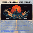 thumbnail image 3 of 1 Pcs 2D Flat License Plate Covers & Frames, Warship in the Sea For Decorative Front, Waterproof For Decoration Aluminum License Plate Covers & Frames Cover For Men Women, 12" X 6", 3 of 7