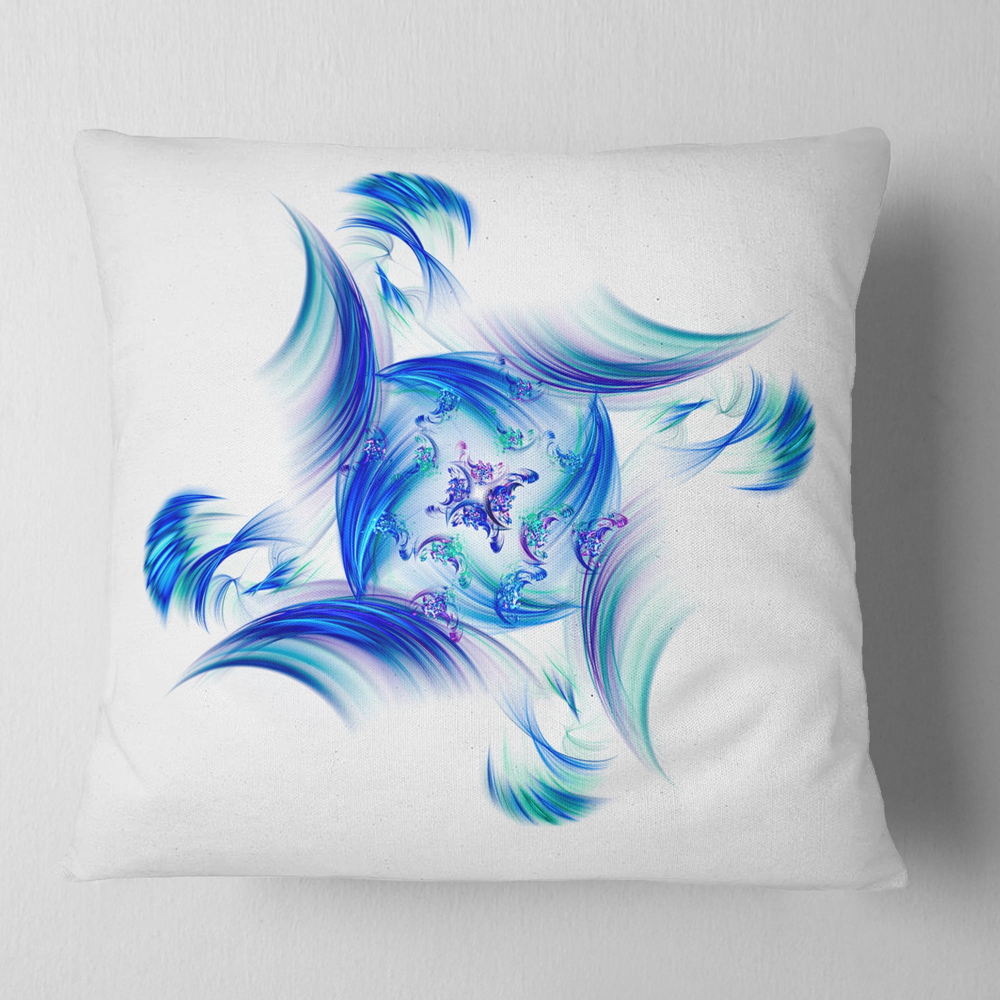 Designart Rotation of Small Universe Blue Flower - Floral Throw Pillow - 18x18