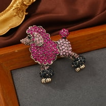 Eosunjian Creative Cute Poodle Dog Shape Brooch Sparkling Rhinestone Coat Lapel Pin Dress Shawl Scarf Hat Animal Badge Jewelry Gift Pink