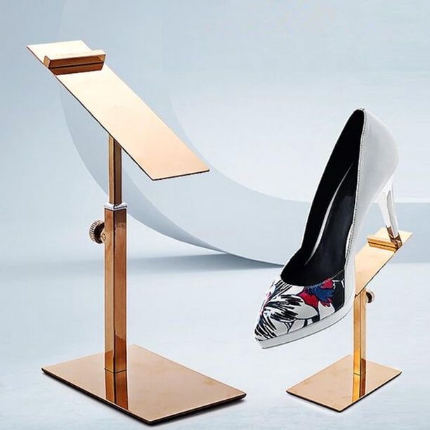 Exhibición para El Soporte Del Estante Del Zapato, Elevador Ajustable Del Zapato Del Soporte Del Almacenamiento Del Acero Inoxidable, para La Tienda D , Espejo Oro Rosa
