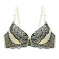 thumbnail image 2 of Rvasteizo Women Lace Bra Plus Size Netting Lace Thin Cup Underwire Bust Gathering Everyday Bra, 2 of 4