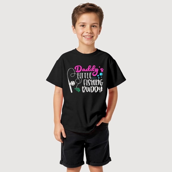 Gyujnb Father's Day Graphic Print Short Sleeve Crewneck T-Shirt Casual Everyday Top (Baby, Big Boys),2-3 Years