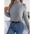 thumbnail image 5 of Autumn And Winter Casual Off-shoulder High-neck Hollow Long-sleeved Knitted Pullover Women's Sweater, 5 of 7