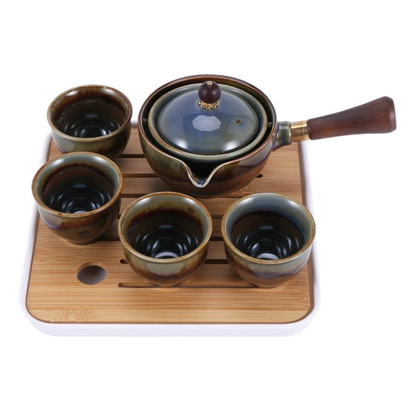Porcelain Chinese Gongfu Tea Set Portable Teapot with 360 Rotation Maker and Infuser Gift B