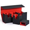 thumbnail image 1 of Card Storage Box with Dice Tray, 4 in 1 Card Deck Case Holds 300+ Cards, Magnetic Card Organizer Black+Red, 1 of 5