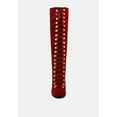 thumbnail image 3 of STREET-SLAY Antique Eyelets lace up Knee Boots In Red, 3 of 6