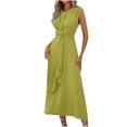 thumbnail image 2 of FcBaudy Robe Sans Manches Col Rond, Robes d'Été pour Femmes, Robes Élégantes pour Femmes Robe Longue Sans Manches Robe à Volants, 2 of 9