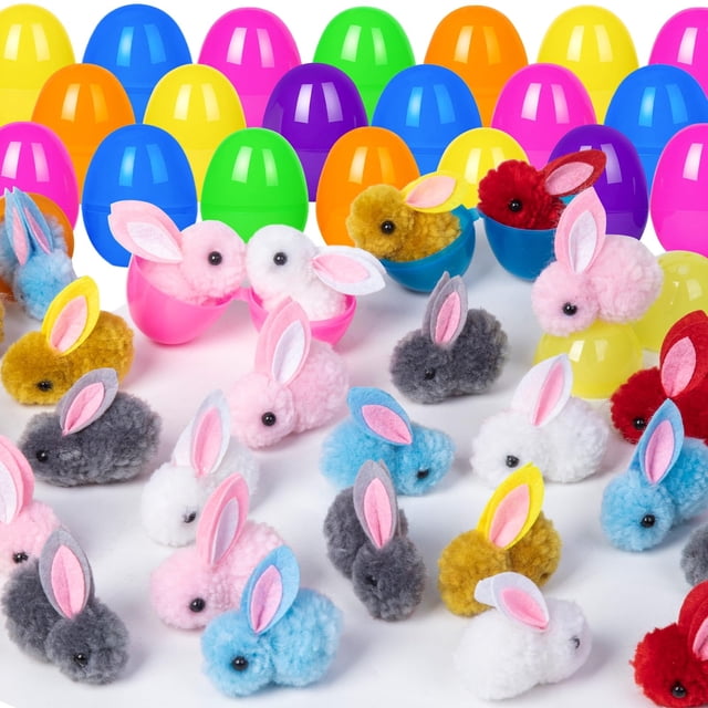 HIKISS Set de 12 Huevos de Pascua de Peluche con Conejito para Niños