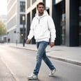 thumbnail image 6 of Men's Quarter Zip Pullover Hoodies Half Zip Hoodie Men Long Sleeve Hoodie Fleece Casual 1/4-Zip Sweatshirt White L, 6 of 6