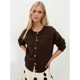 thumbnail image 6 of Womens Long Sleeve Button Up Knit Cardigan Crewneck Button Down Sweaters for Women Brown XL, 6 of 8